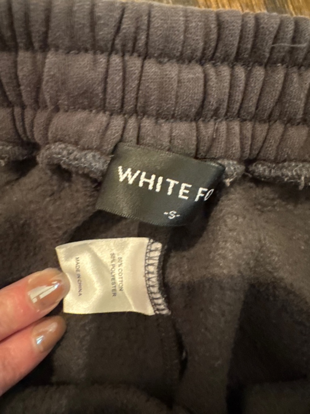 White Fox Boutique charcoal grey Jogger Pants with Pink Logo - Picture 8 of 9